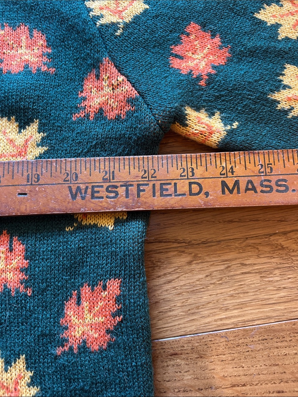 Kiel James Patrick Green Crewneck Sweater with Yellow & Orange Maple Leaves - Picture 5 of 12
